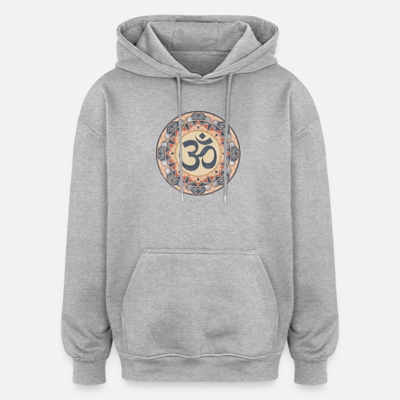 Om Mandala Zen Pattern - Sweat à capuche oversize unisexe - gris chiné