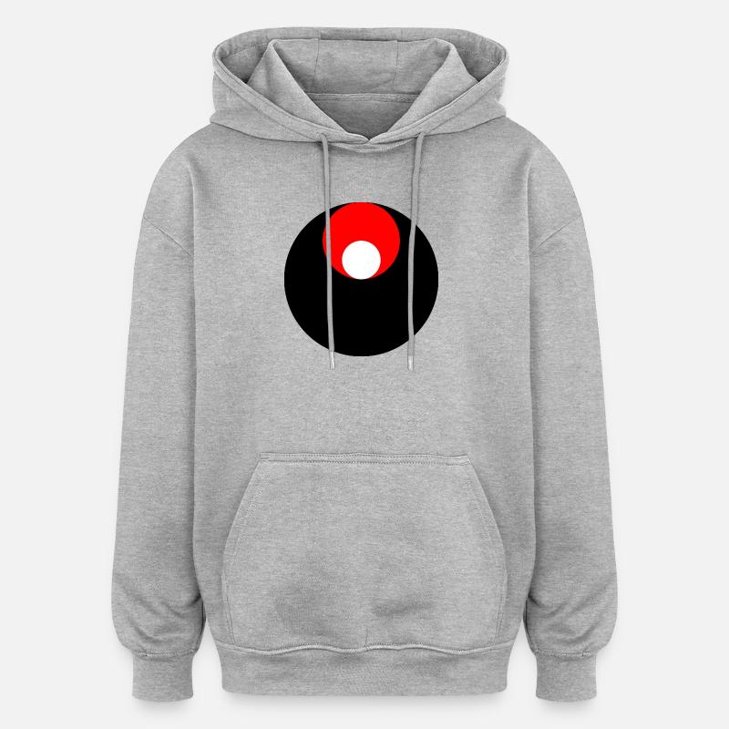 3 cercles, noir, rouge et blanc - Sweat à capuche oversize unisexe - gris chiné
