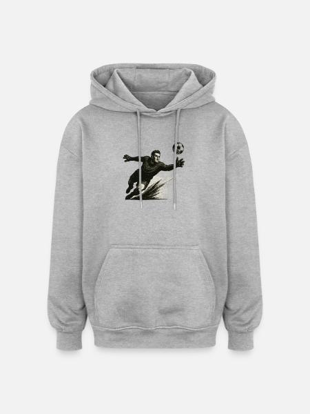 Goalkeeper diving illustration - Oversized Unisex Hoodie - heather grey