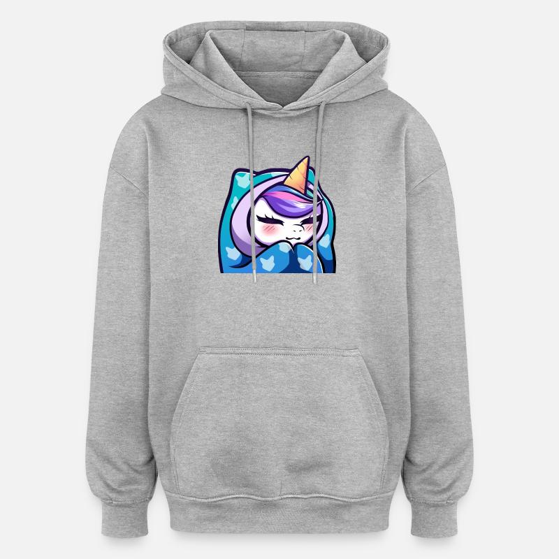 Lya Licorne Cozy - Sweat à capuche oversize unisexe - gris chiné