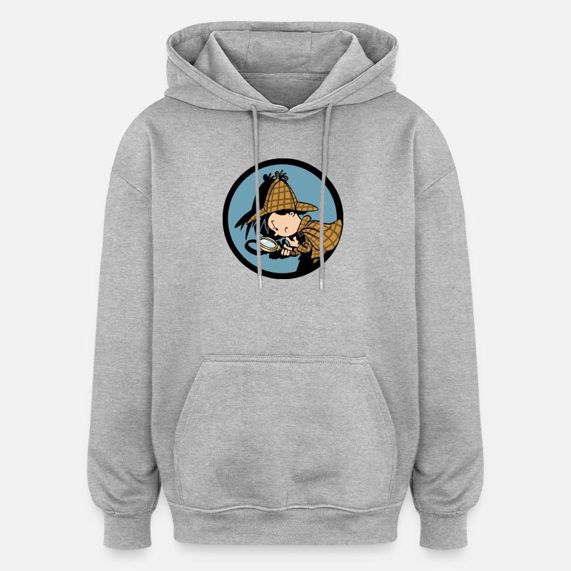 Collection Flo de détective - Sweat à capuche oversize unisexe - gris chiné