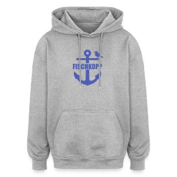 Fischkopp, ancre - Sweat à capuche oversize unisexe - gris chiné - Devant - Noah (186cm)
