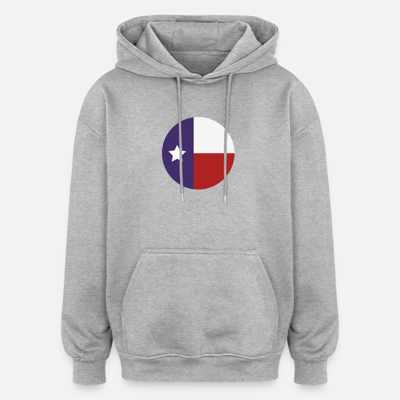 Drapeau rond du Texas - Sweat à capuche oversize unisexe - gris chiné
