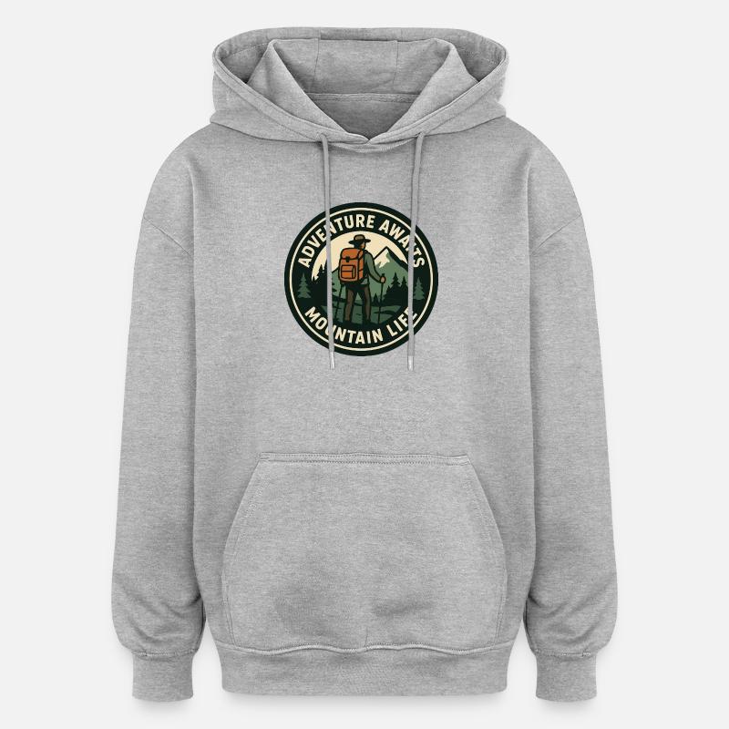 Abenteuer Warte Bergleben - Oversized Unisex Hoodie - Grau meliert