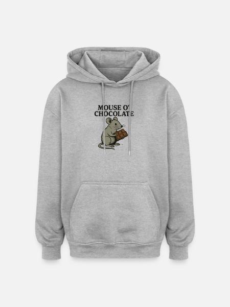 Mouse o'Chocolate Pun Mouse Chocolate - Oversized Unisex Hoodie - heather grey