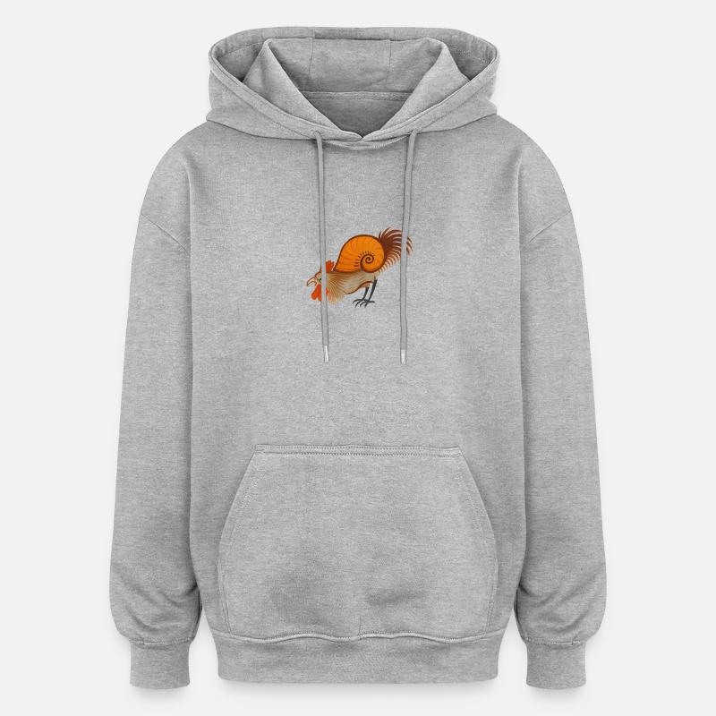 Medieval Rooster – Stylized Creature - Oversized Unisex Hoodie - heather grey