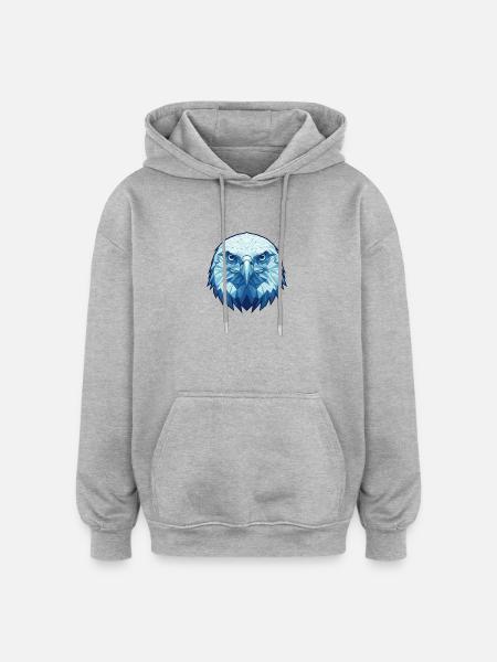 Geometric eagle in shades of blue - Oversized Unisex Hoodie - heather grey