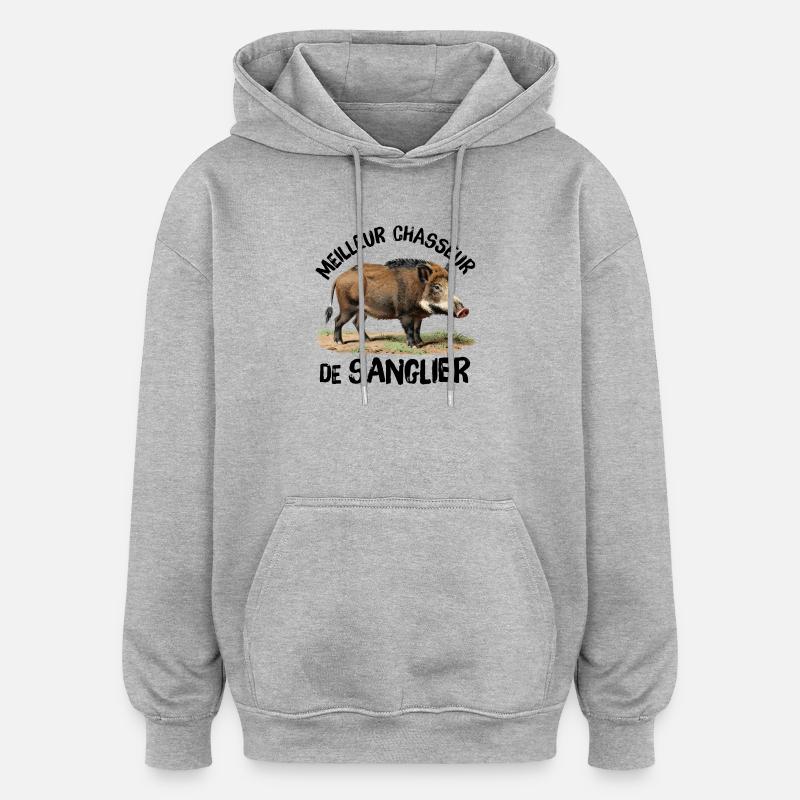 Bester Wildschweinjäger - Oversized Unisex Hoodie - Grau meliert