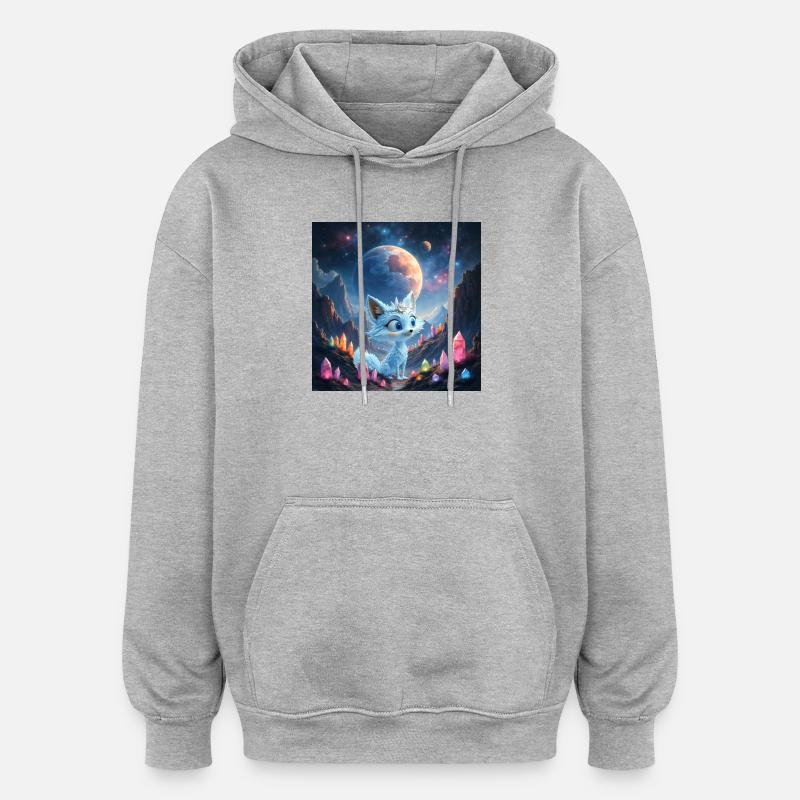 Renard Bleu du Creuset Céleste - Sweat à capuche oversize unisexe - gris chiné