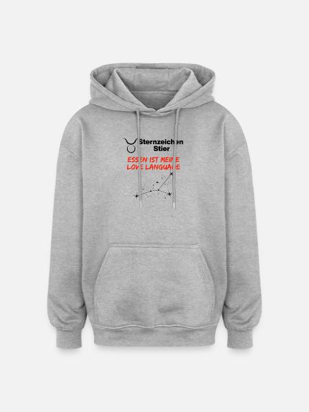 Zodiac Taurus Foodie Edition, Birthday - Oversized Unisex Hoodie - heather grey