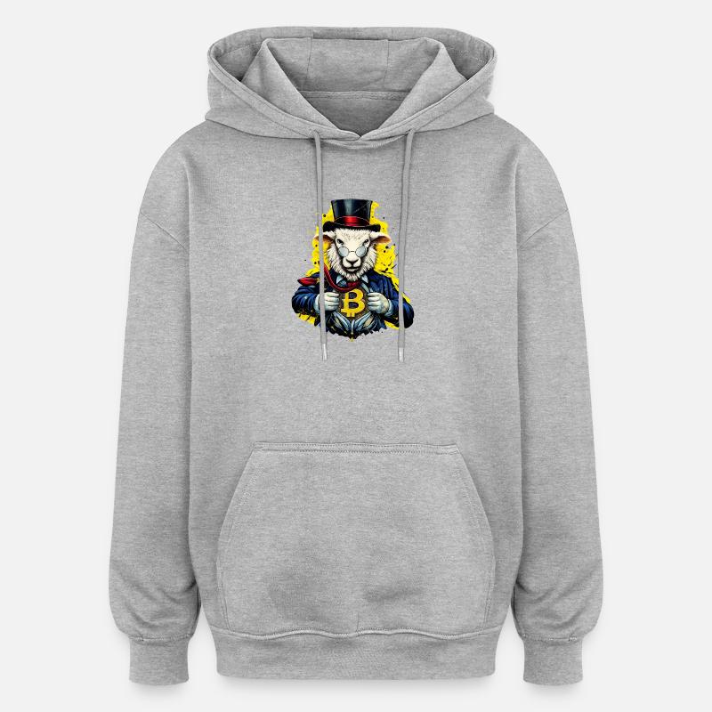 Bitcoin Schaf Gentleman - Oversized Unisex Hoodie - Grau meliert
