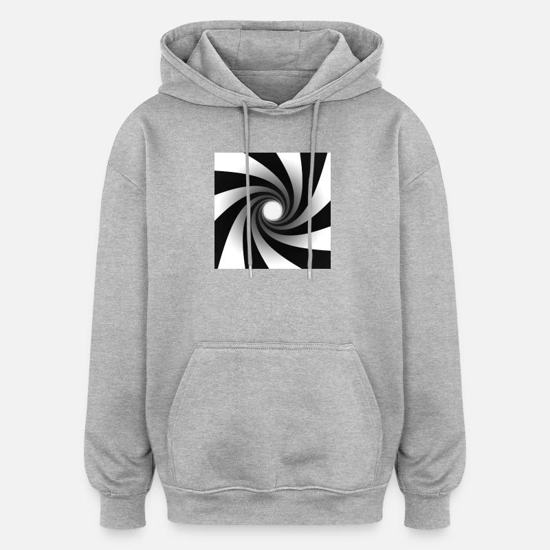 Vortex en spirale monochrome - Sweat à capuche oversize unisexe - gris chiné