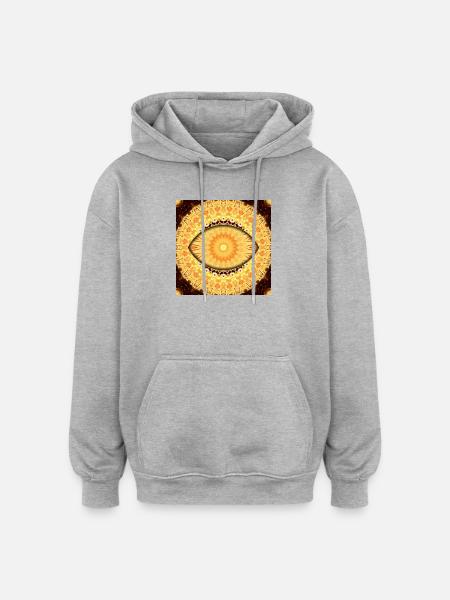 Sun Mandala Kaleidoscope - Oversized Unisex Hoodie - heather grey