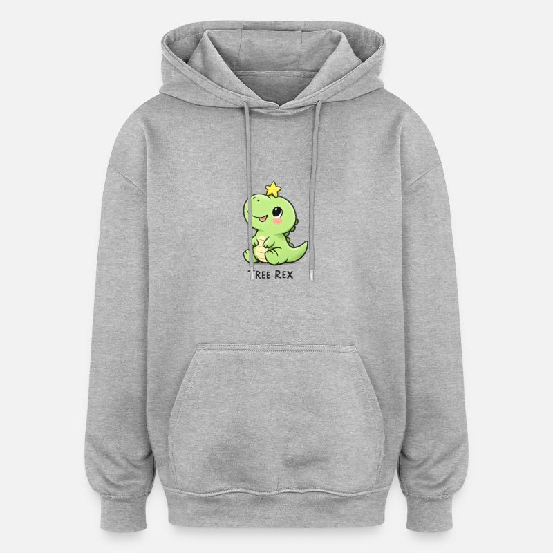 Tree Rex Noël Weihnachten Ugly T Rex - Sweat à capuche oversize unisexe - gris chiné