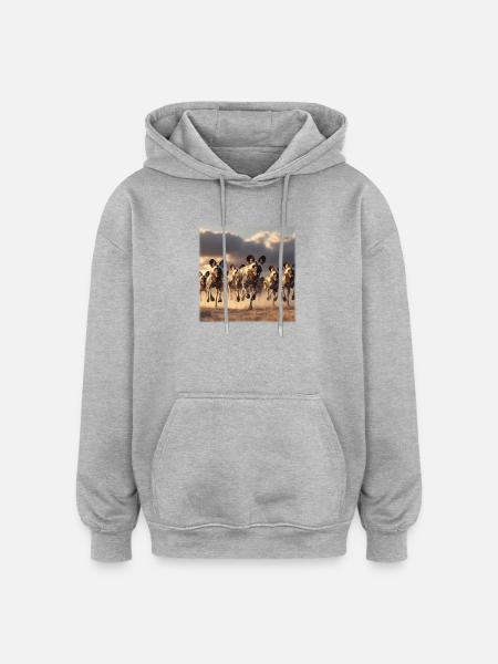 Hyenas Group Wildlife Savannah - Oversized Unisex Hoodie - heather grey