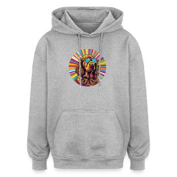 Lunettes de soleil chien style arc-en-ciel - Sweat à capuche oversize unisexe - gris chiné - Devant - Noah (186cm)
