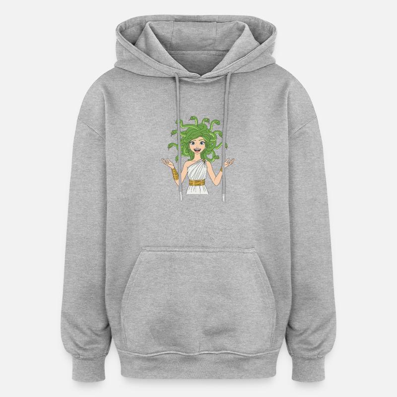 Méduse, la déesse de la mythologie grecque - Sweat à capuche oversize unisexe - gris chiné