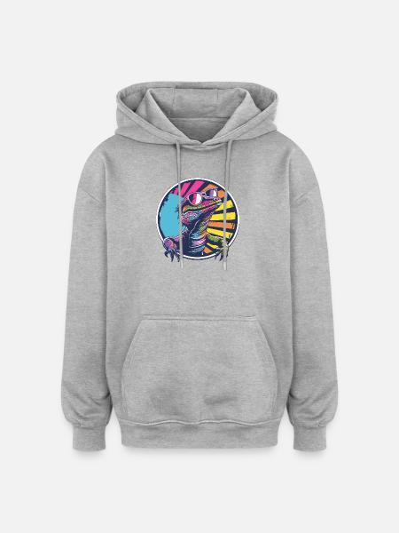 Neon Salamander Tier Sonnenbrille - Oversized Unisex Hoodie - Grau meliert