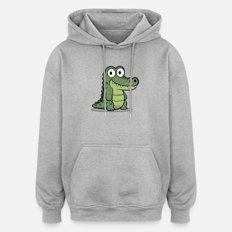 Crocodile - Sweat à capuche oversize unisexe - gris chiné