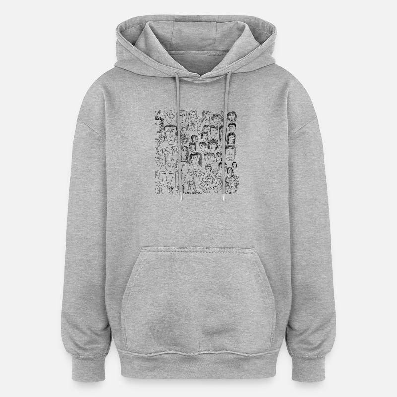 Visages neutres de 1 minute (1) - Sweat à capuche oversize unisexe - gris chiné