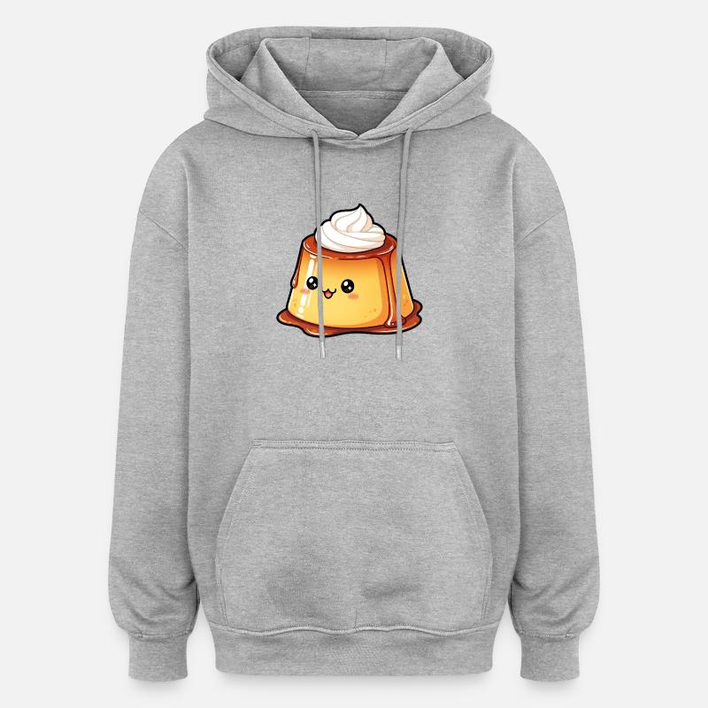 Pudding au caramel kawaï - Sweat à capuche oversize unisexe - gris chiné