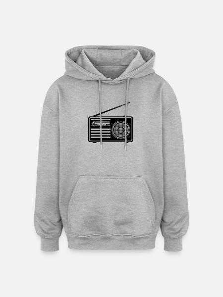 Retro Radio Motif on Clothes - Oversized Unisex Hoodie - heather grey