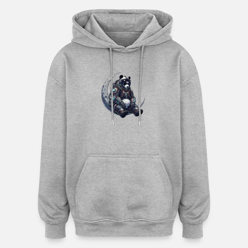 Panda Astronaut - Sweat à capuche oversize unisexe - gris chiné