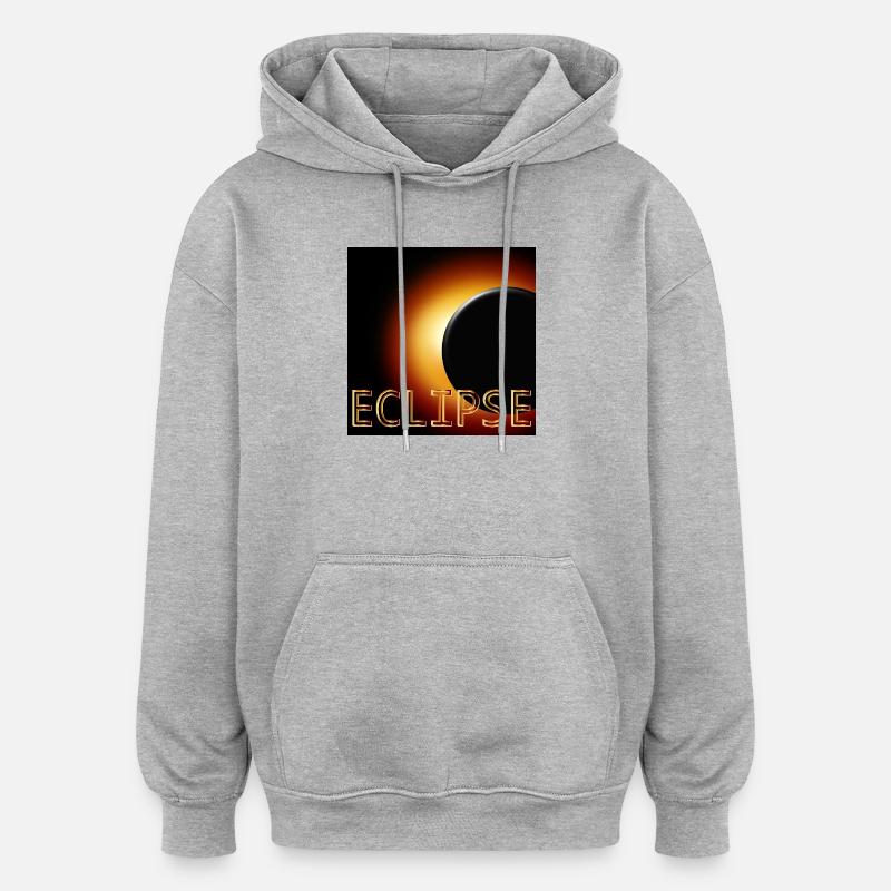 Éclipse solaire totale 2026 - Sweat à capuche oversize unisexe - gris chiné