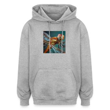Libellen Makro Porträt Wildlife Grafik - Oversized Unisex Hoodie - Grau meliert - Vorne - Noah (186cm)