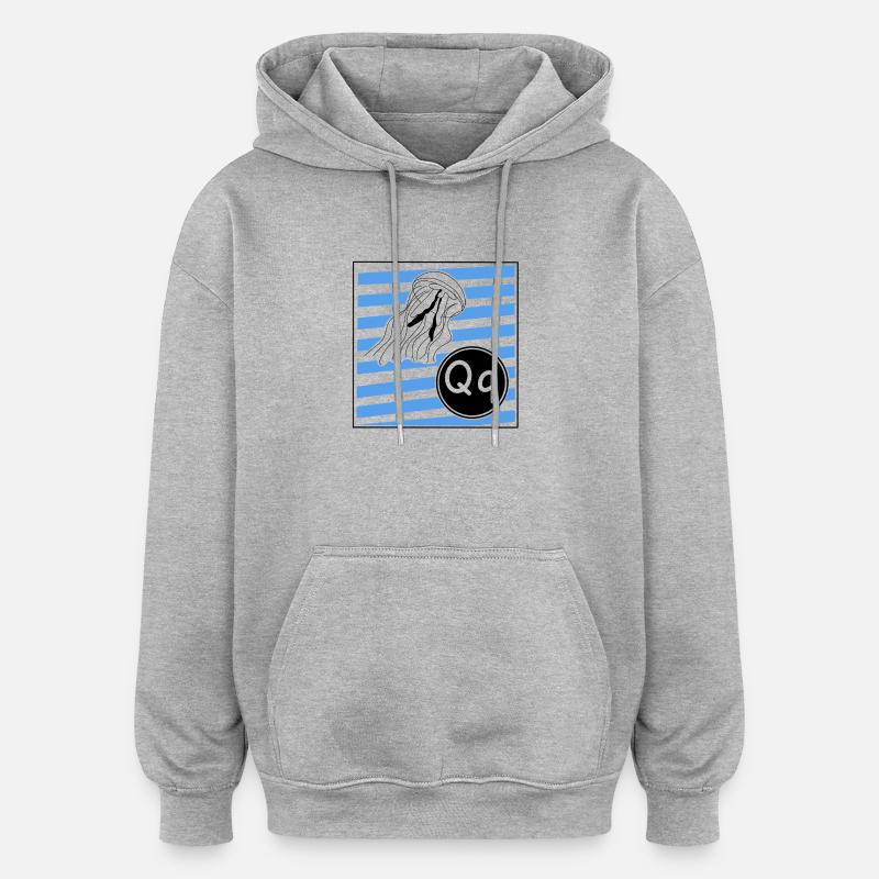 Q pour Méduse - Sweat à capuche oversize unisexe - gris chiné