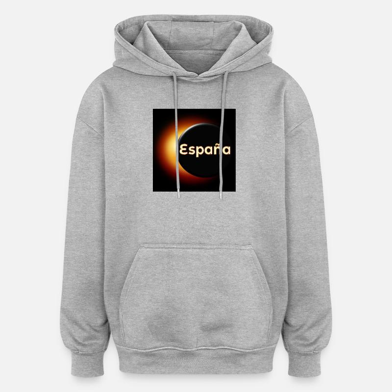 Éclipse solaire totale en Espagne - Sweat à capuche oversize unisexe - gris chiné