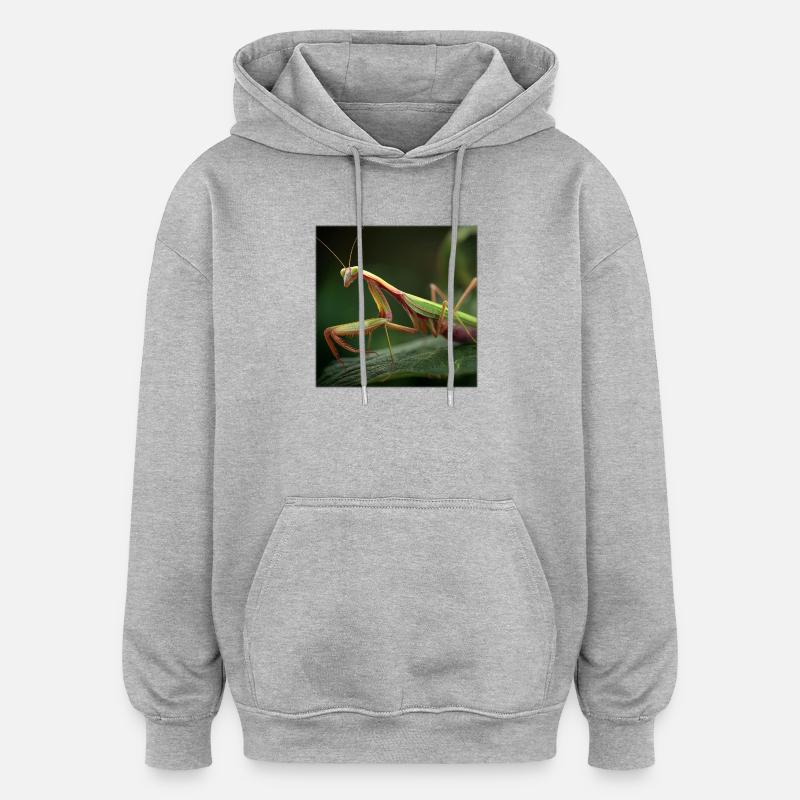 Mante religieuse macro élégante - Sweat à capuche oversize unisexe - gris chiné