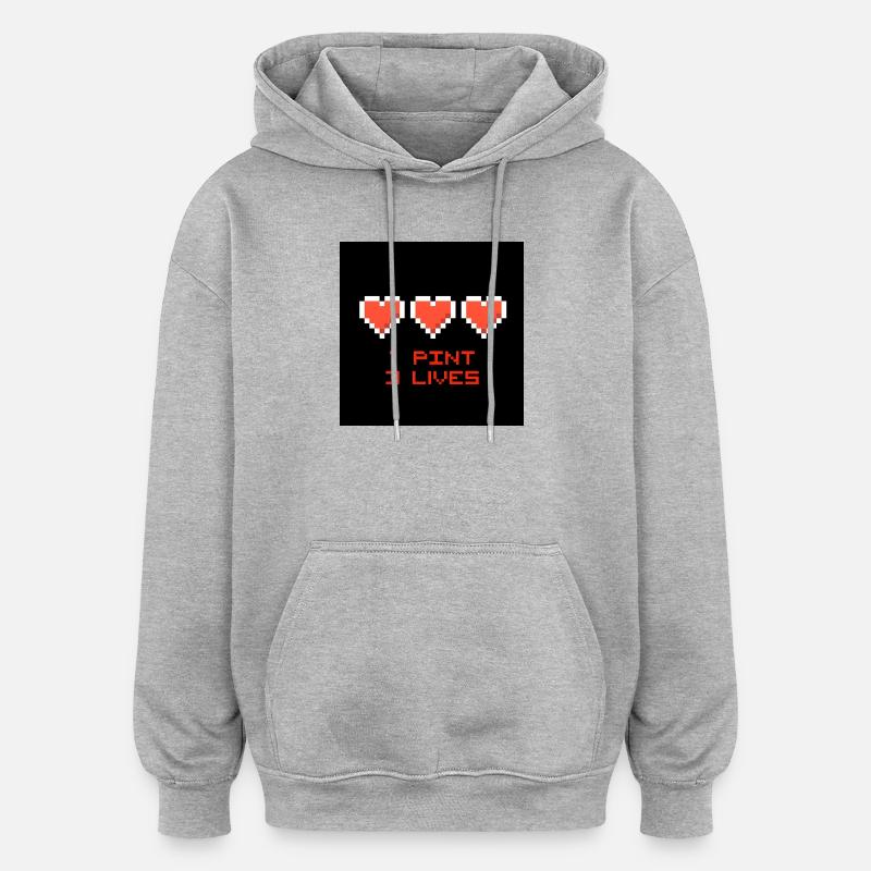 Pixel Hearts 1 pint 3 vies - Sweat à capuche oversize unisexe - gris chiné