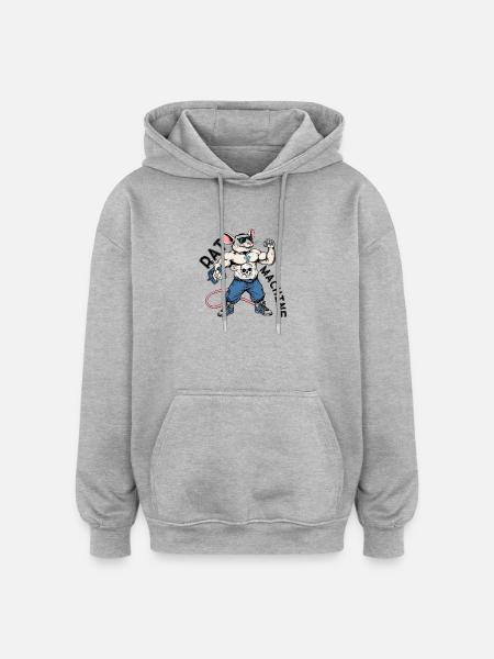 Kraftratte Skull-Logo - Oversized Unisex Hoodie - Grau meliert