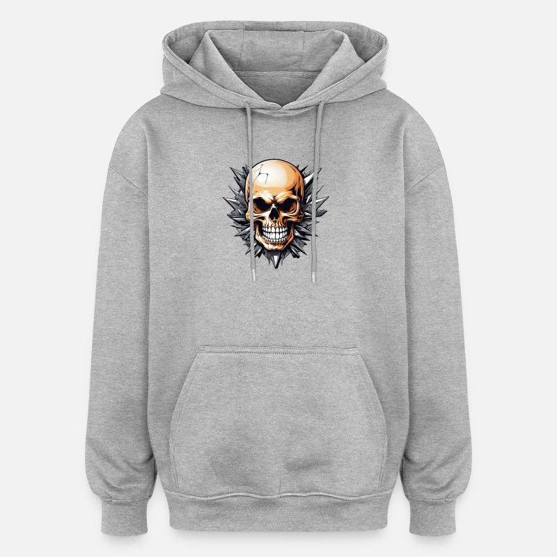 Spikeskull with Thorn Star - Oversized Unisex Hoodie - heather grey