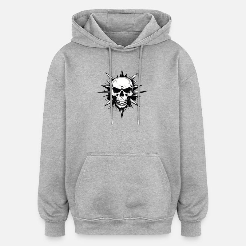 Skull Star Punk Style - Sweat à capuche oversize unisexe - gris chiné