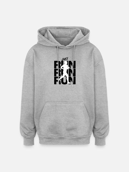 JUSTE COURIR COURIR, COURIR, INTENTION, AJUSTER - Sweat à capuche oversize unisexe - gris chiné
