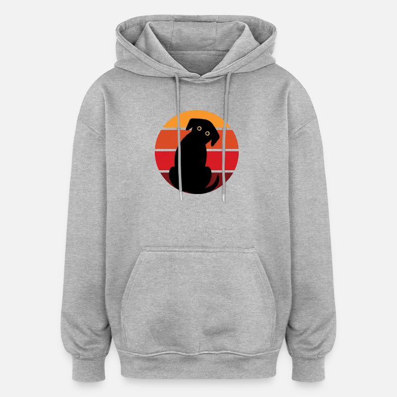 Coucher de soleil Hundesilu - Sweat à capuche oversize unisexe - gris chiné