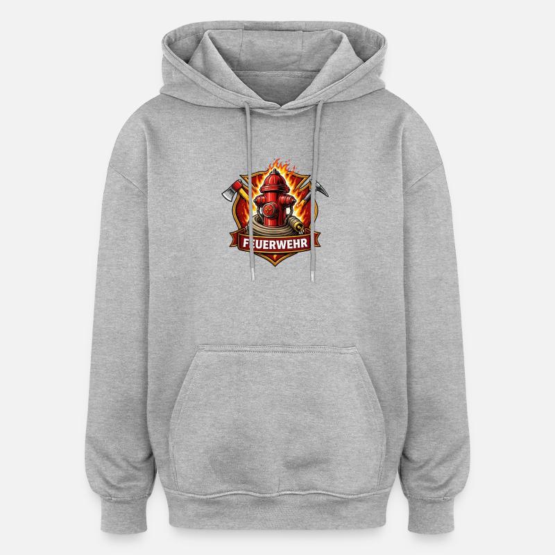 Feuerwehr Hydrant Emblem - Oversized Unisex Hoodie - Grau meliert