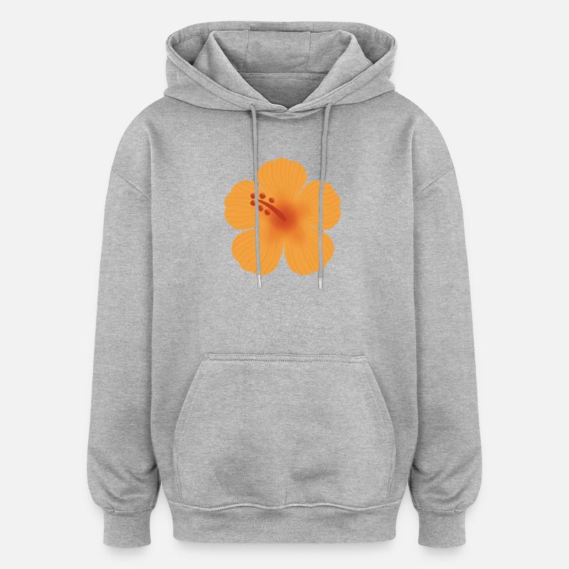 Floraison d’hibiscus orange - Sweat à capuche oversize unisexe - gris chiné