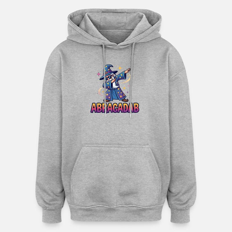 Abracadab Wizard Fantasy Meme - Sweat à capuche oversize unisexe - gris chiné