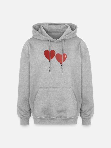 Twin Hearts Balloons - Oversized Unisex Hoodie - heather grey