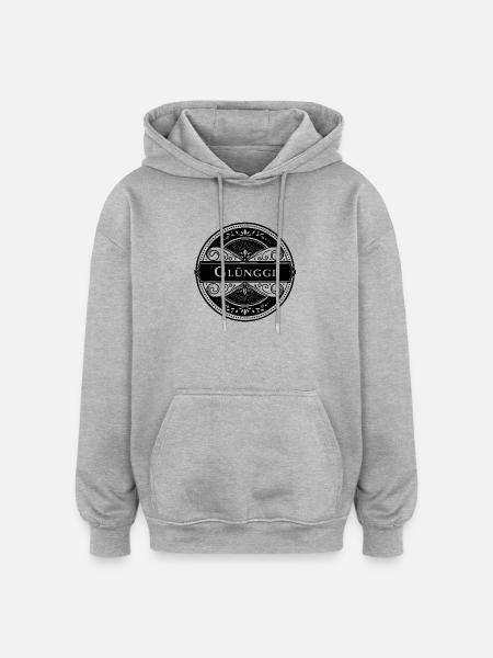 GLÜNGGI EMBLEM - Oversized Unisex Hoodie - Grau meliert