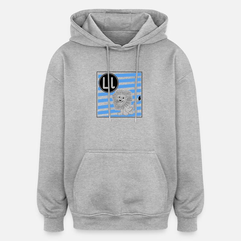 L pour Lion - Sweat à capuche oversize unisexe - gris chiné