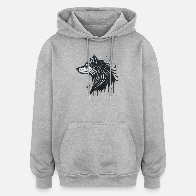Loup spectral  - Sweat à capuche oversize unisexe - gris chiné