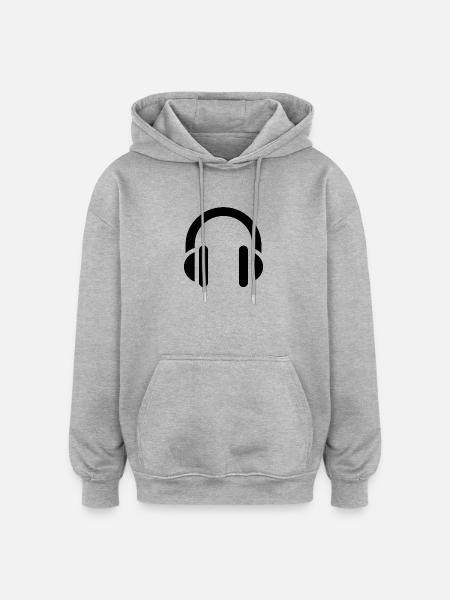 Musik und Rhythmus, Kopfhörer, Logo-Ohrhörer - Oversized Unisex Hoodie - Grau meliert