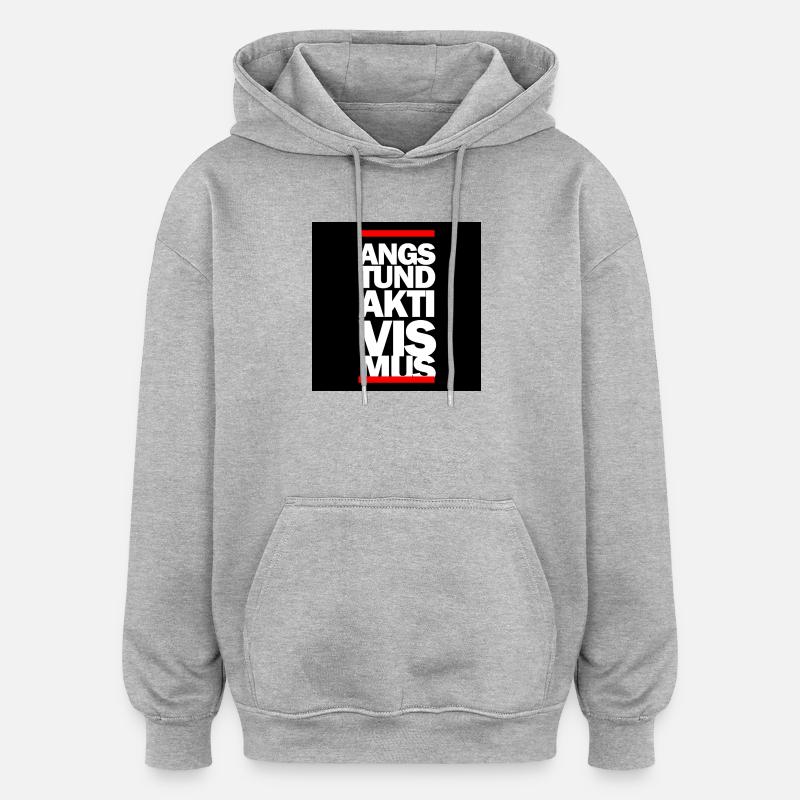 PEUR ET ACTIVISME - Sweat à capuche oversize unisexe - gris chiné