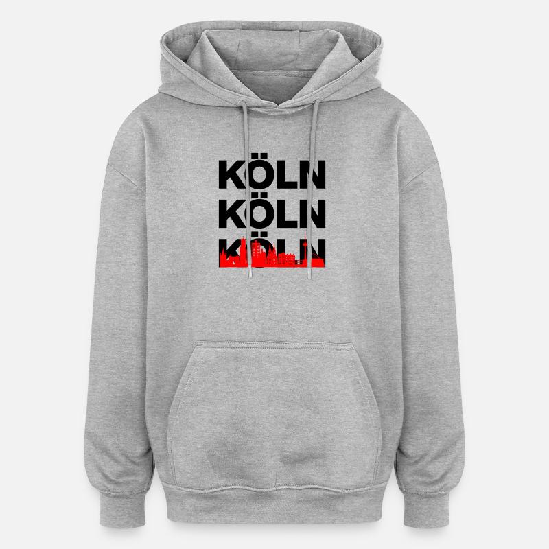 COLOGNE SKYLINE – DOM POWER ! - Sweat à capuche oversize unisexe - gris chiné
