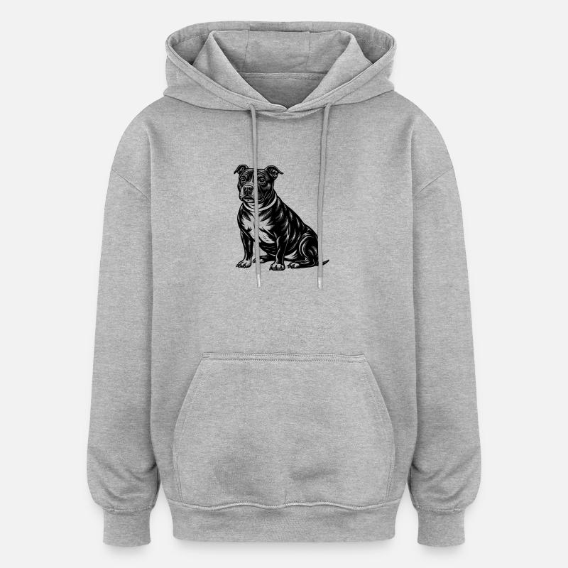 Pitbull américain - Sweat à capuche oversize unisexe - gris chiné