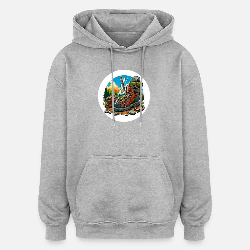 Botte de randonnée fumeuse - Sweat à capuche oversize unisexe - gris chiné